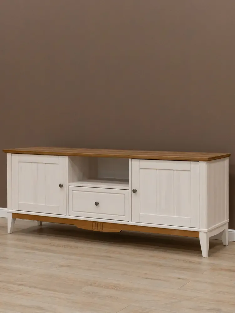 Тумба ТВ с дверцами -1600 Пенни белый воск-антик 24