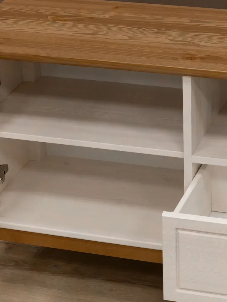 Тумба ТВ с дверцами -1600 Пенни белый воск-антик 24