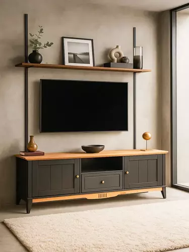 Тумба ТВ с ящиком 1600 Пенни блэк/антик 24