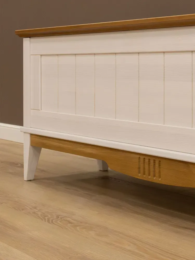 Тумба сундук с откидной крышкой 1360х350х500 Пенни белый воск-антик 24