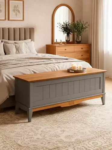 Тумба сундук для хранения 1360х350х500 Пенни серый 7046-антик 24