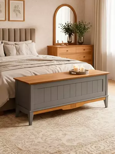 Тумба сундук для хранения 1360х350х500 Пенни серый 7046-антик 24