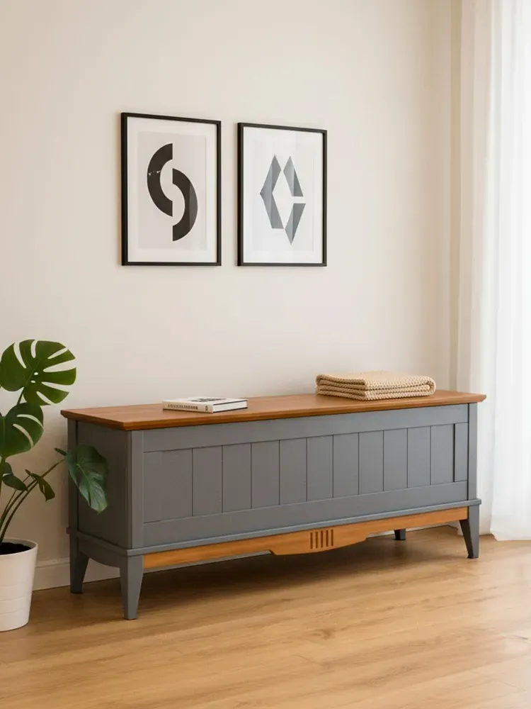 тумба сундук для хранения 1360х350х500 Пенни серый 7046-антик 24