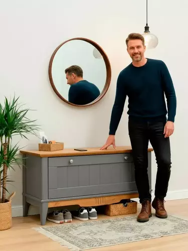 Тумба для обуви Пенни серый 7046/антик 24