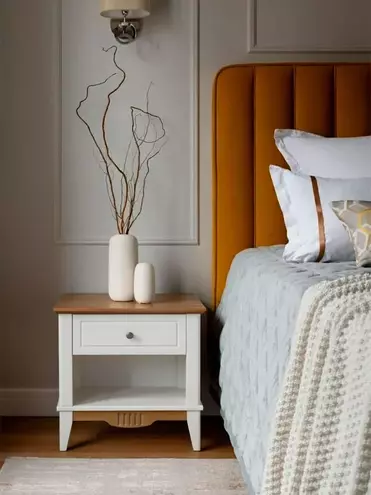   Тумба прикроватная с ящиком Пенни белый воск-антик 24   