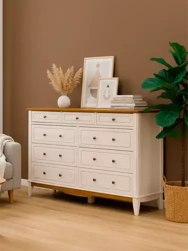 Комод с ящиками из дерева 036 Пенни белый воск-антик 24