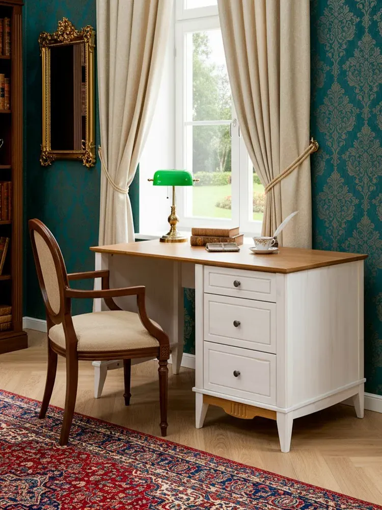 Стол письменный 3 ящика Пенни 03 белый воск-антик 24