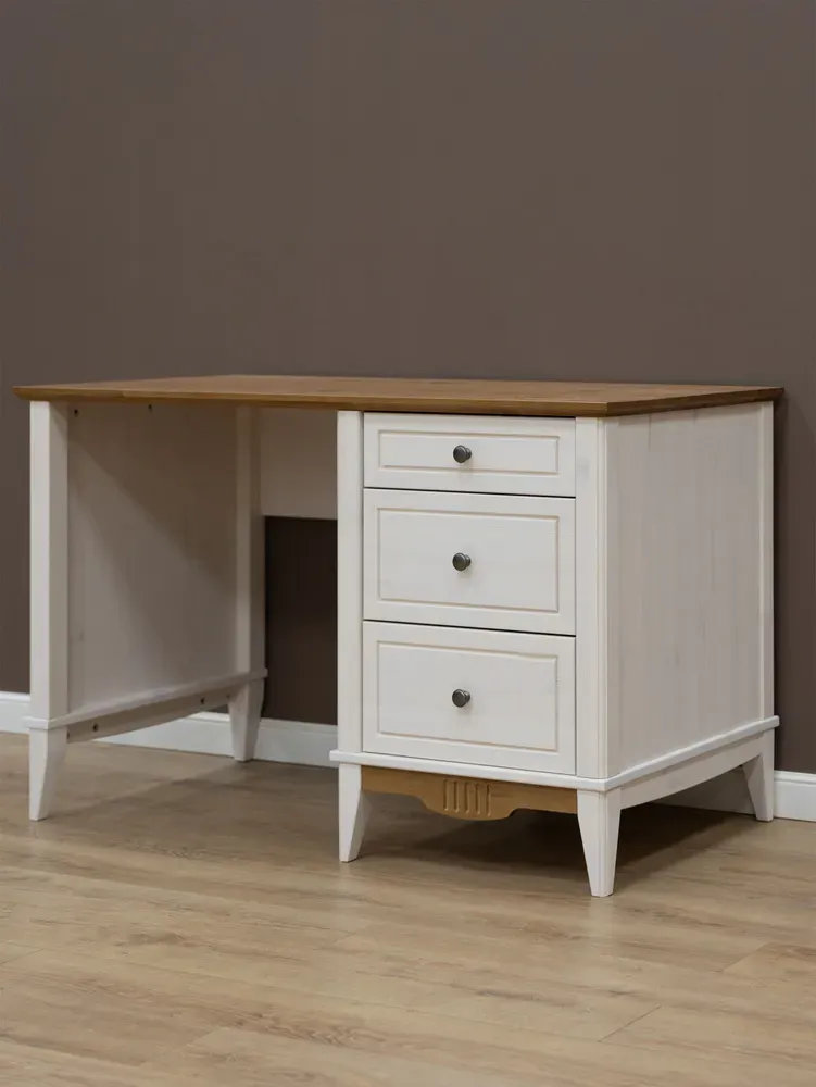 Стол письменный 3 ящика Пенни 03 белый воск-антик 24