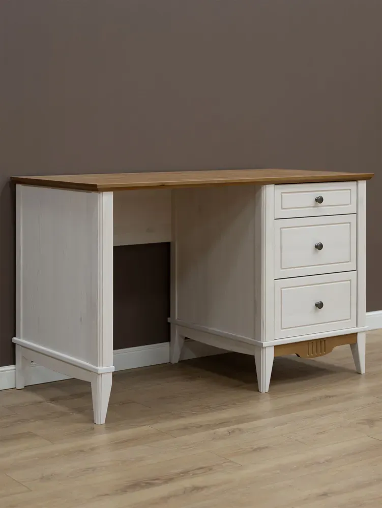 Стол письменный 3 ящика Пенни 03 белый воск-антик 24