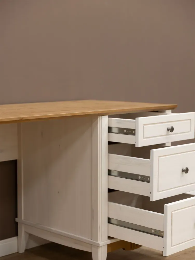 Стол письменный 3 ящика Пенни 03 белый воск-антик 24