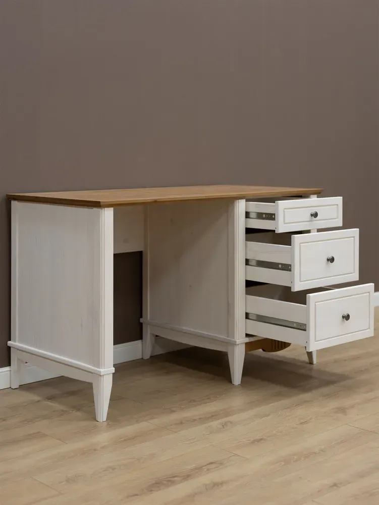 Стол письменный 3 ящика Пенни 03 белый воск-антик 24