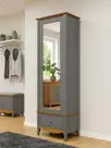 Шкаф для прихожей/белья Пенни с зеркалом серый 7046/антик 24