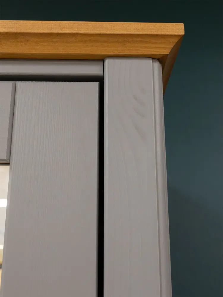 Шкаф для прихожей/белья Пенни с зеркалом серый 7046/антик 24