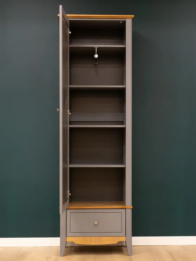 Шкаф для прихожей/белья Пенни с зеркалом серый 7046/антик 24