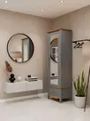 Шкаф для прихожей/белья Пенни с зеркалом серый 7046/антик 24