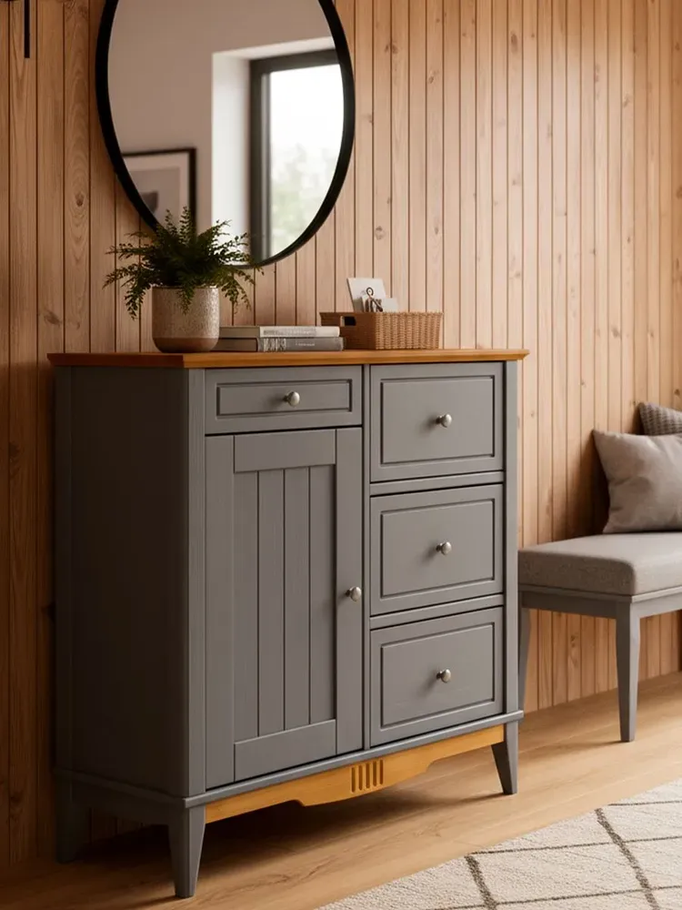 Комод 113 Пенни для прихожей серый 7046/антик 24