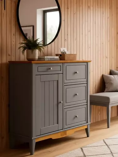 Комод 113 Пенни для прихожей серый 7046/антик 24