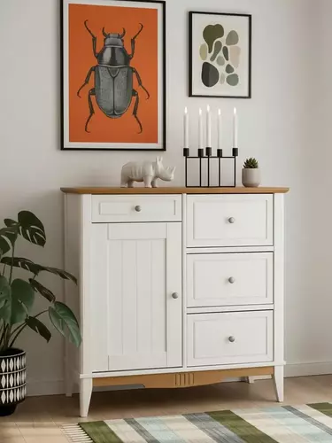 Комод 113 Пенни для прихожей белый воск/антик 24