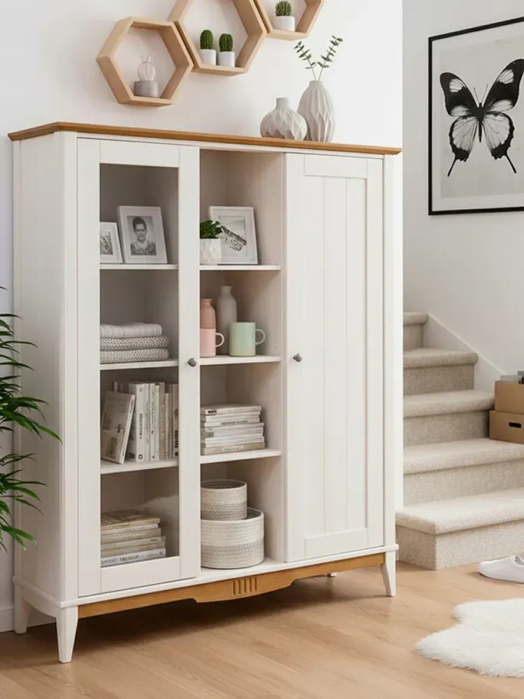 Шкаф для посуды двухстворчатый 101 Пенни белый воск/антик 24