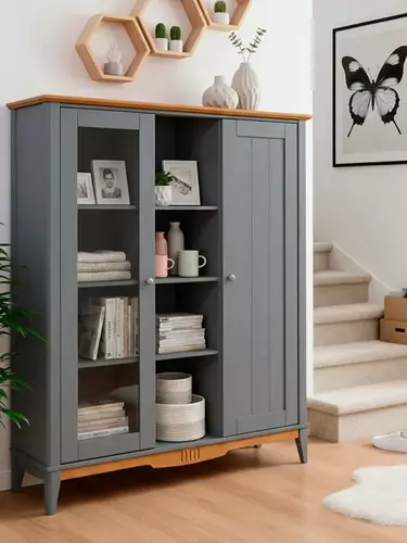 Шкаф для посуды 101 Пенни серый 7046/антик 24