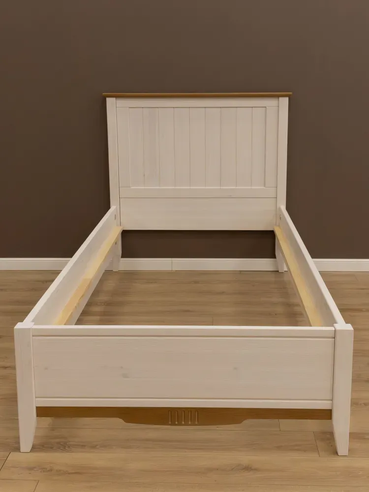 Кровать белая массив сосны 900х2000 Пенни белый воск-антик 24