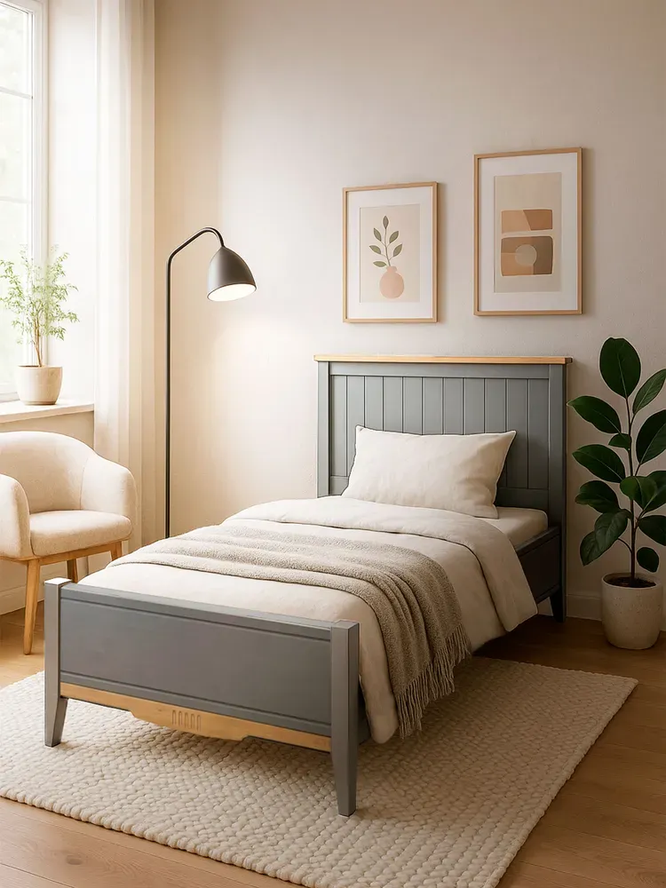 Кровать массив сосны Пенни 900х2000 серый 7046-антик 24