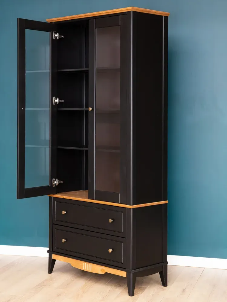 Шкаф для посуды с ящиками 22 Пенни блэк/антик 24