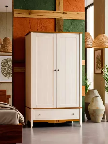   Шкаф комбинированный двухстворчатый 21 Пенни белый воск-антик 24   