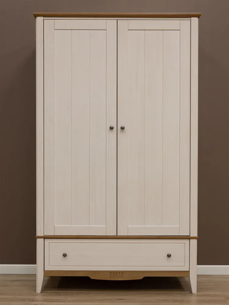 Шкаф комбинированный двухстворчатый 21 Пенни белый воск-антик 24