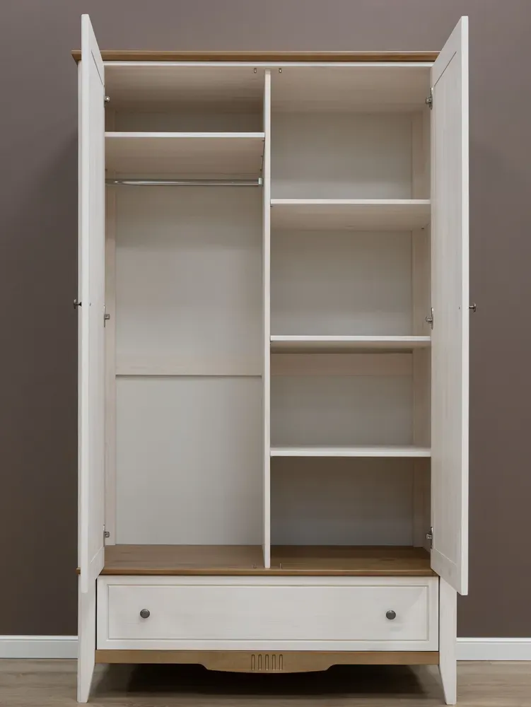 Шкаф комбинированный двухстворчатый 21 Пенни белый воск-антик 24