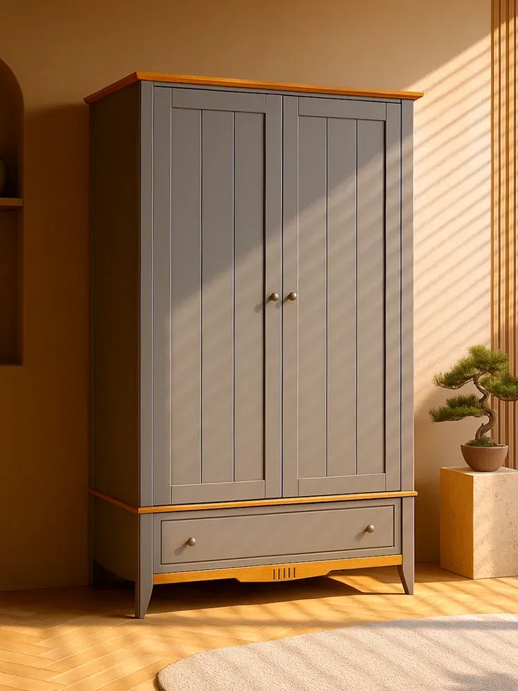 Шкаф комбинированный двухстворчатый 21 Пенни серый 7046-антик 24