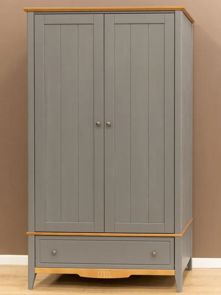 Шкаф комбинированный двухстворчатый 21 Пенни серый 7046-антик 24