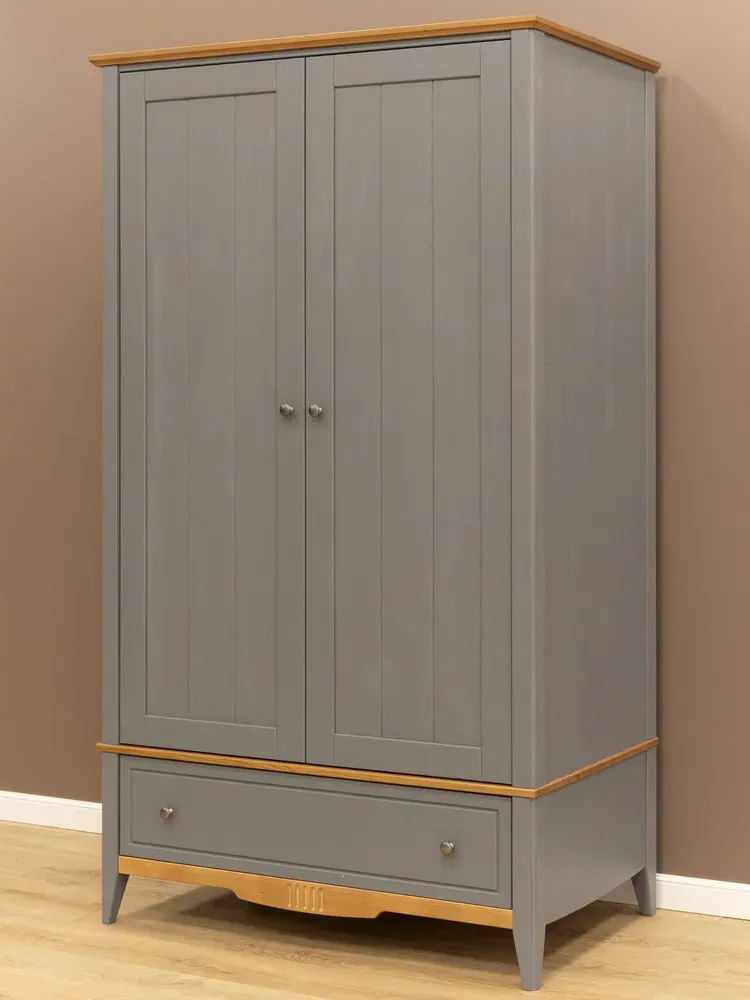 Шкаф комбинированный двухстворчатый 21 Пенни серый 7046-антик 24