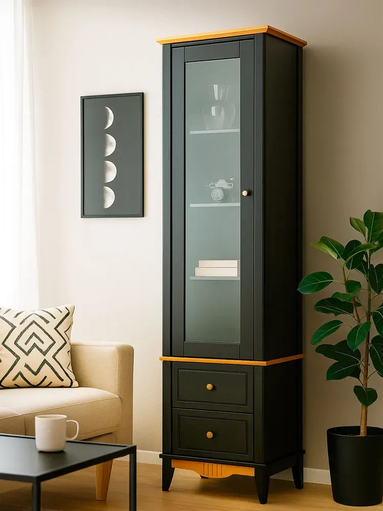 Шкаф для посуды одностворчатый  12 Пенни блэк/антик 24