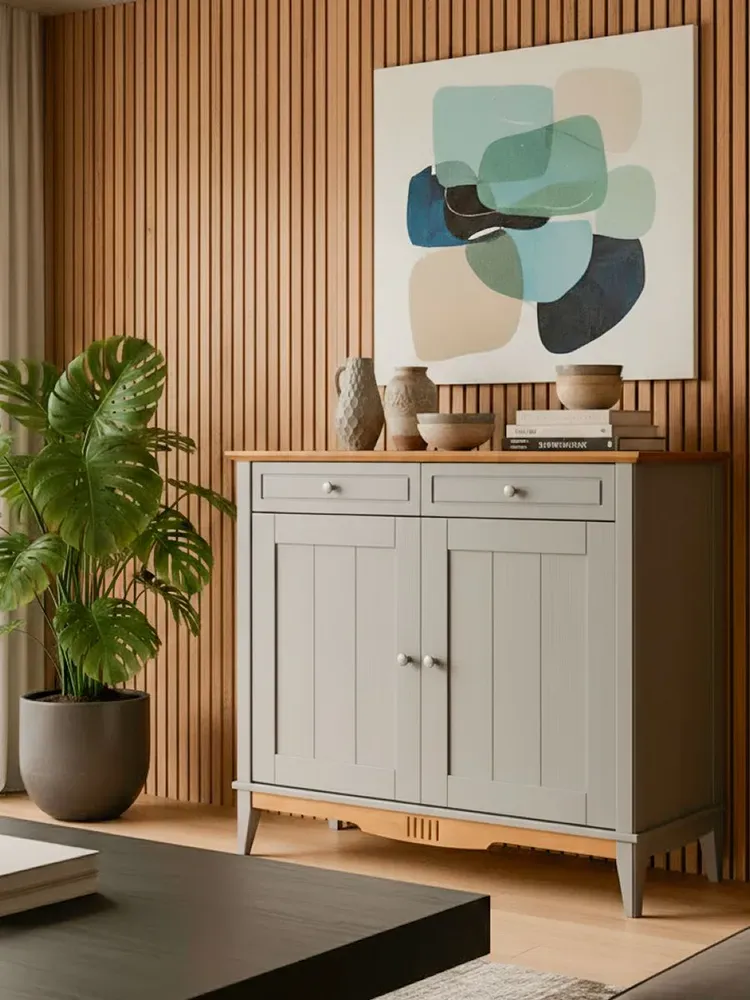 Комод буфета из дерева Пенни серый 7046/антик 24