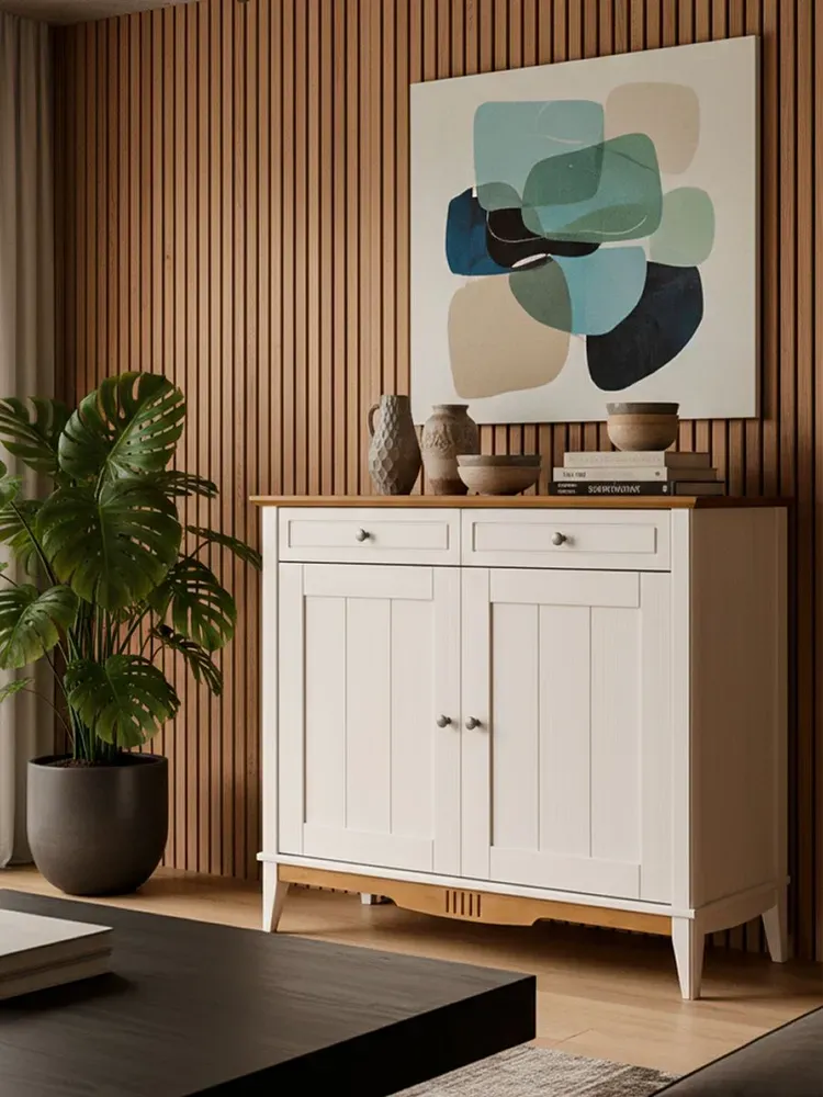 Комод буфета из дерева Пенни белый воск/антик 24