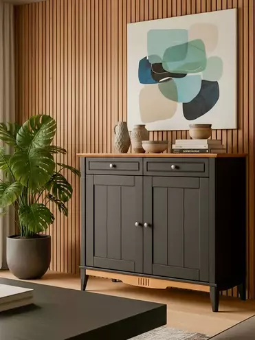 Комод буфета массив сосны Пенни блэк/антик 24