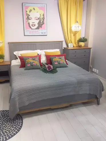 Кровать Пенни 160х200 серый 7046/ антик 24 (выставочный образец)