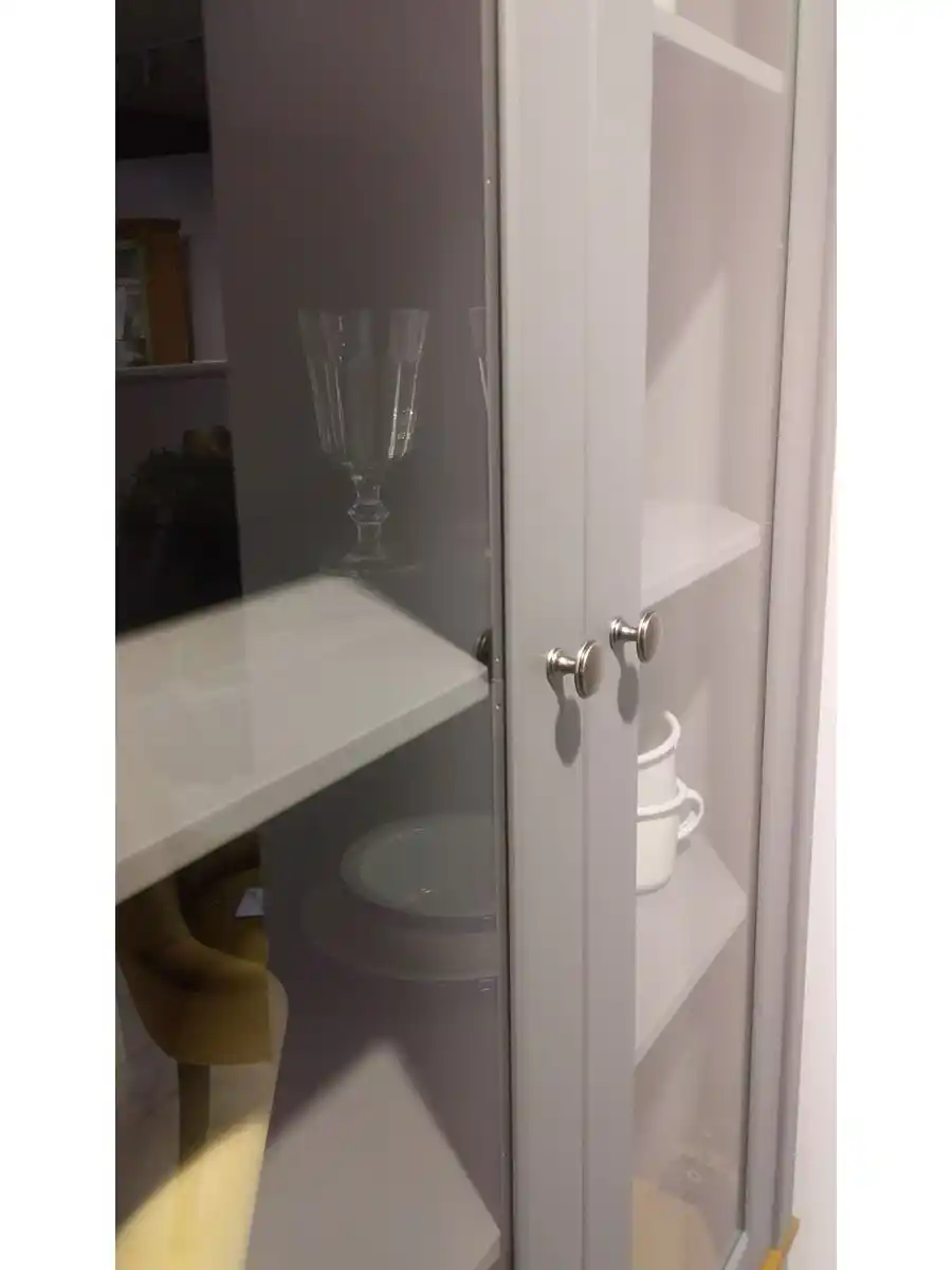 Шкаф для посуды 22 Пенни серый 7046/ антик 24 (выставочный образец)