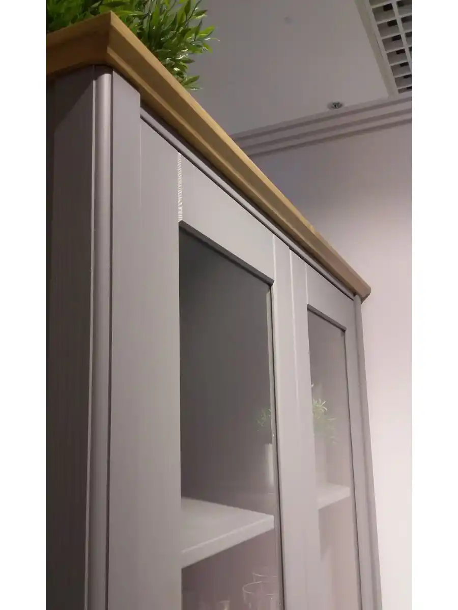 Шкаф для посуды 22 Пенни серый 7046/ антик 24 (выставочный образец)