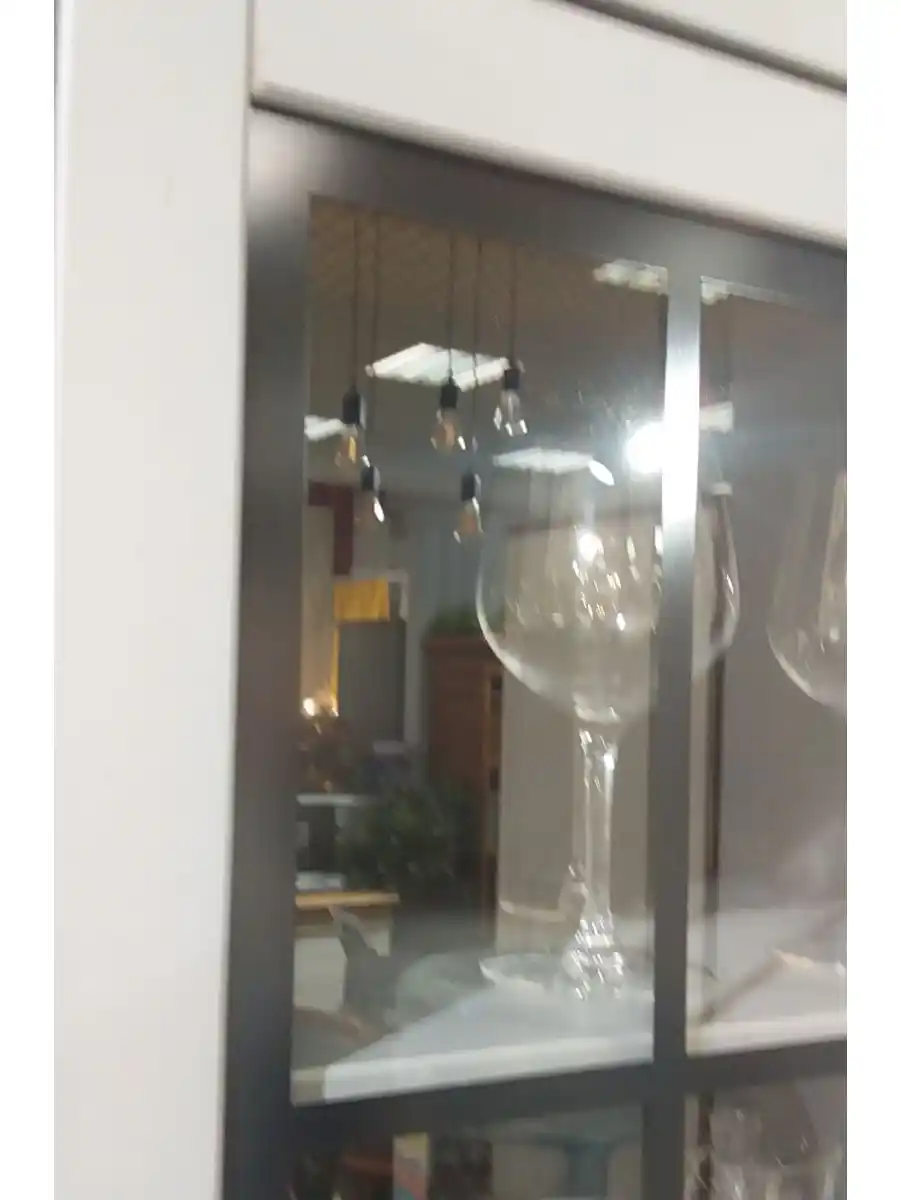 Шкаф для посуды Сканди 111СТЧ стеклянная и глухая двери, серый 7046/антик 24 (выставочный образец)