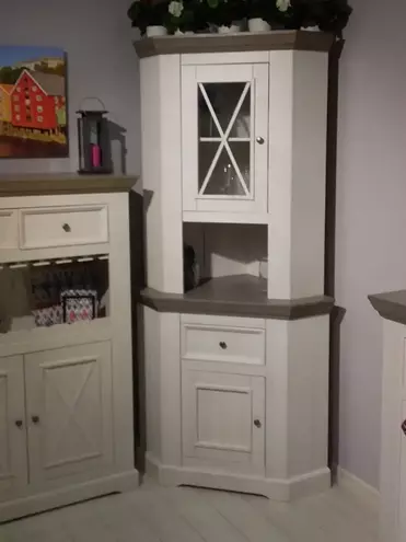 Буфет Форест угловой белый воск/антрацит (выставочный образец)