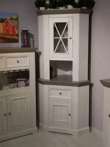 Буфет Форест угловой белый воск/антрацит (выставочный образец)