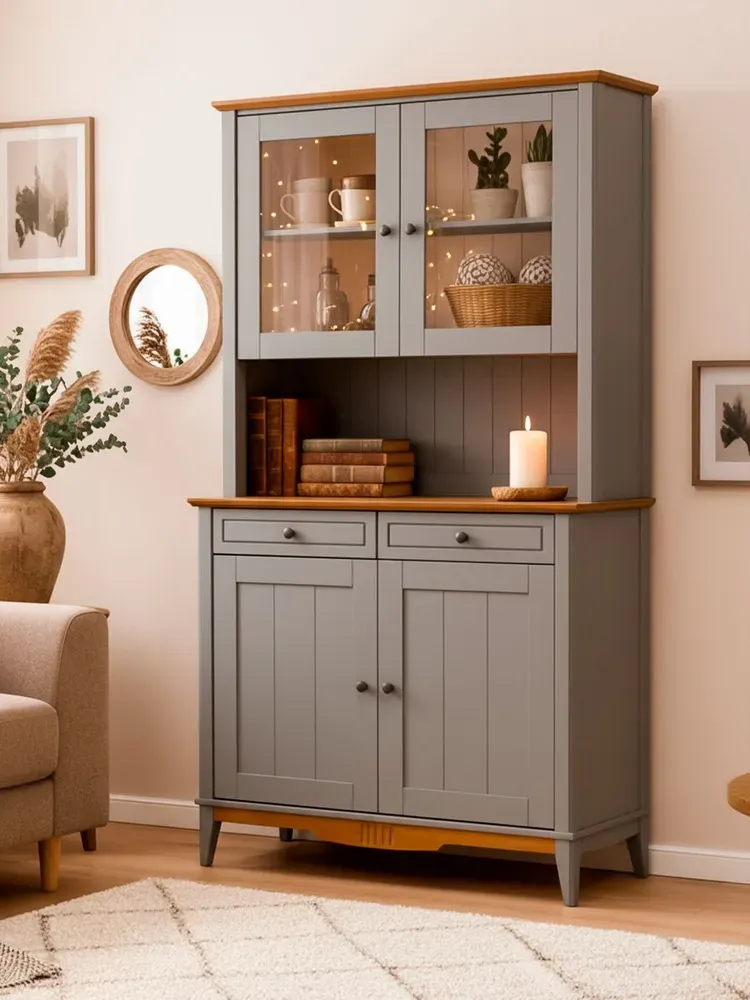 Буфет из массива сосны Пенни серый 7046/антик 24