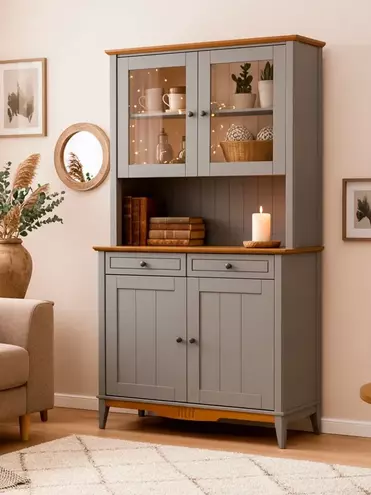 Буфет из массива сосны Пенни серый 7046/антик 24