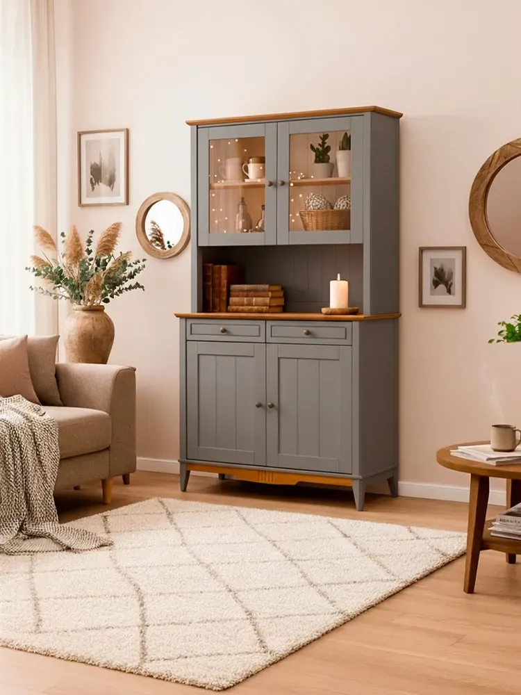 Буфет из массива сосны Пенни серый 7046/антик 24