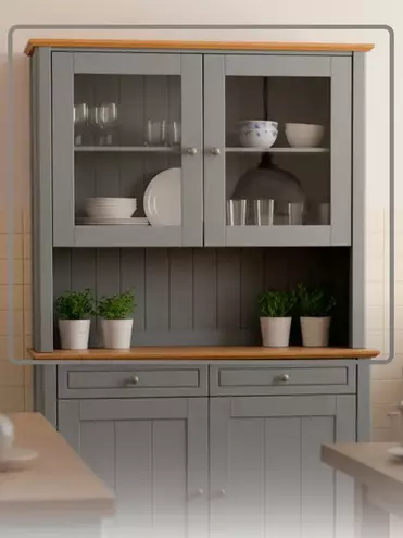 Надстройка буфета массив сосны Пенни серый 7046/антик 24