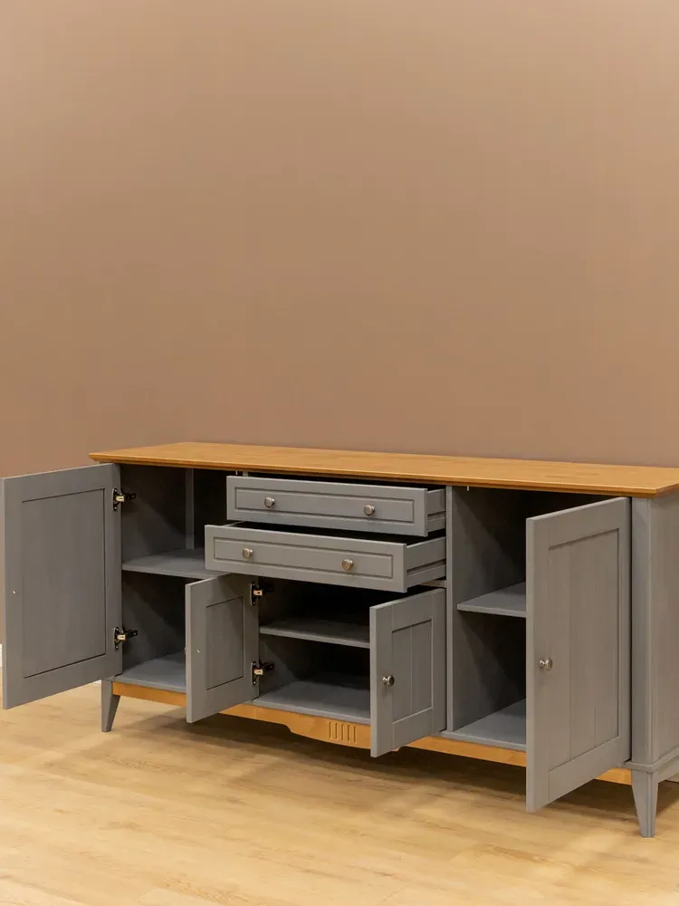 Тумба с двумя ящиками 222 Пенни серый 7046/антик 24