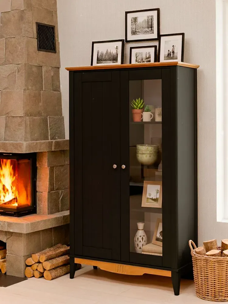 Шкаф для посуды натуральное дерево 11 Пенни блэк/антик 24