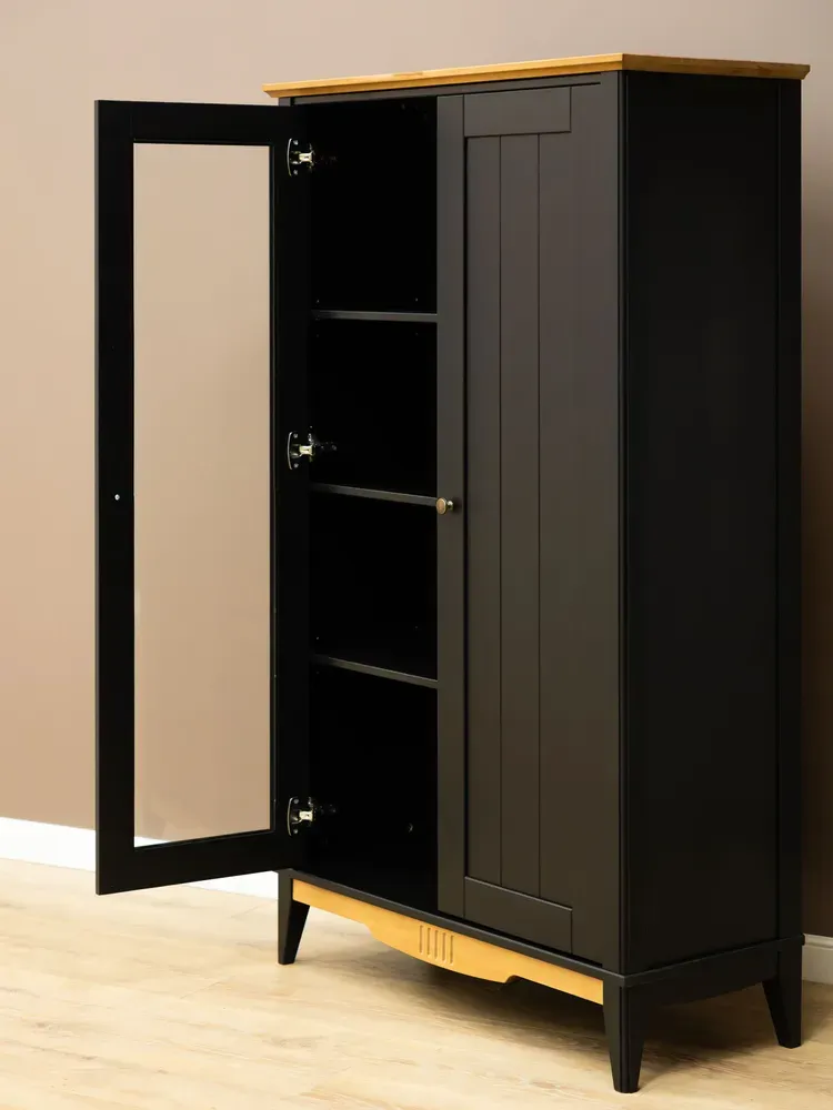 Шкаф для посуды натуральное дерево 11 Пенни блэк/антик 24